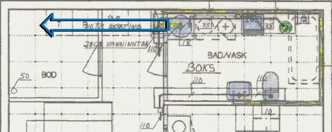 Etablering av vaskerom i bod i underetasje