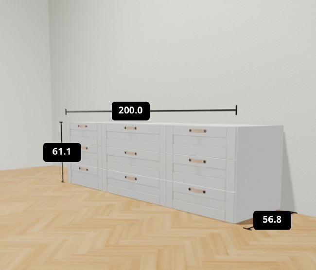 Snekre ramme til seng over kommoder