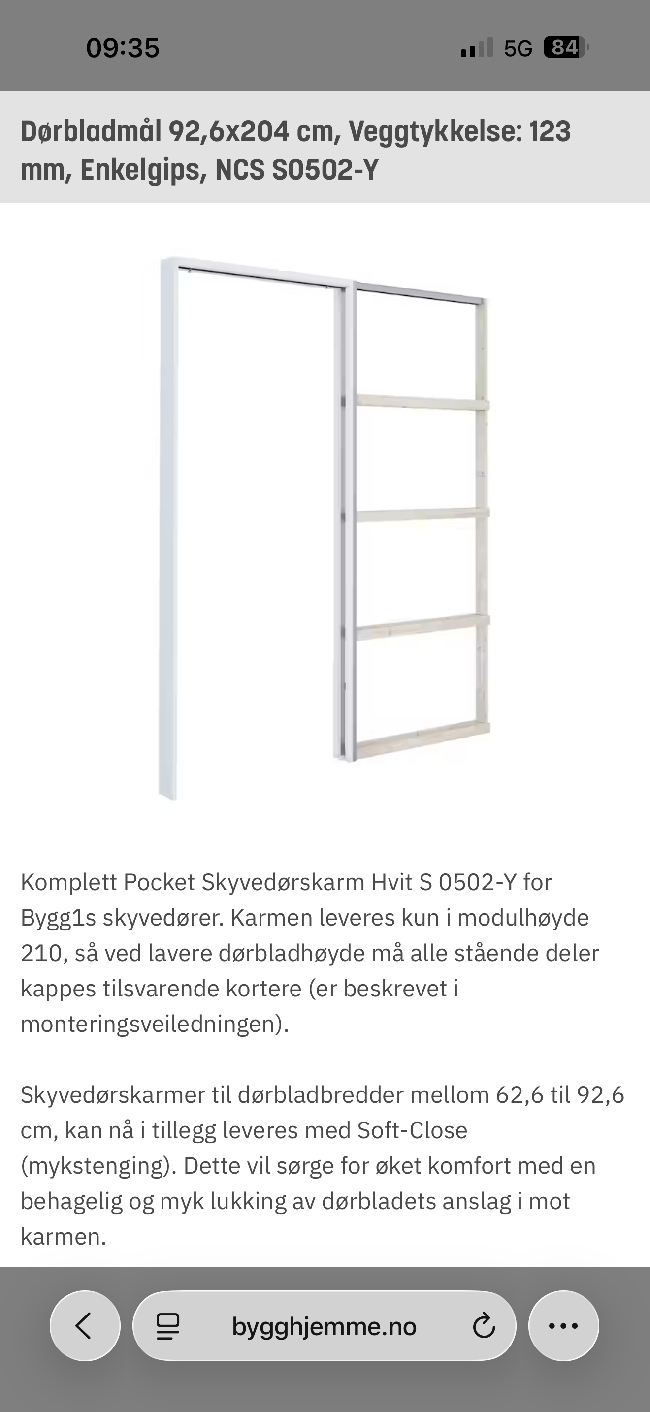 Lettvegg med skyvedør