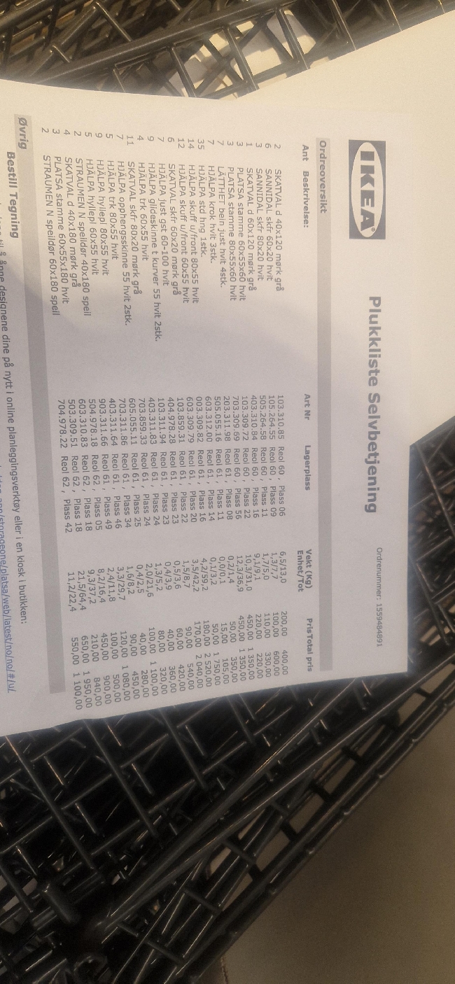Hente IKEA ordre fra Furuset og levere Lillestrøm