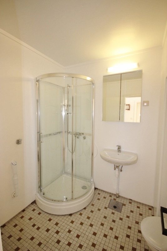 Ett baderom på med dusjkabinett