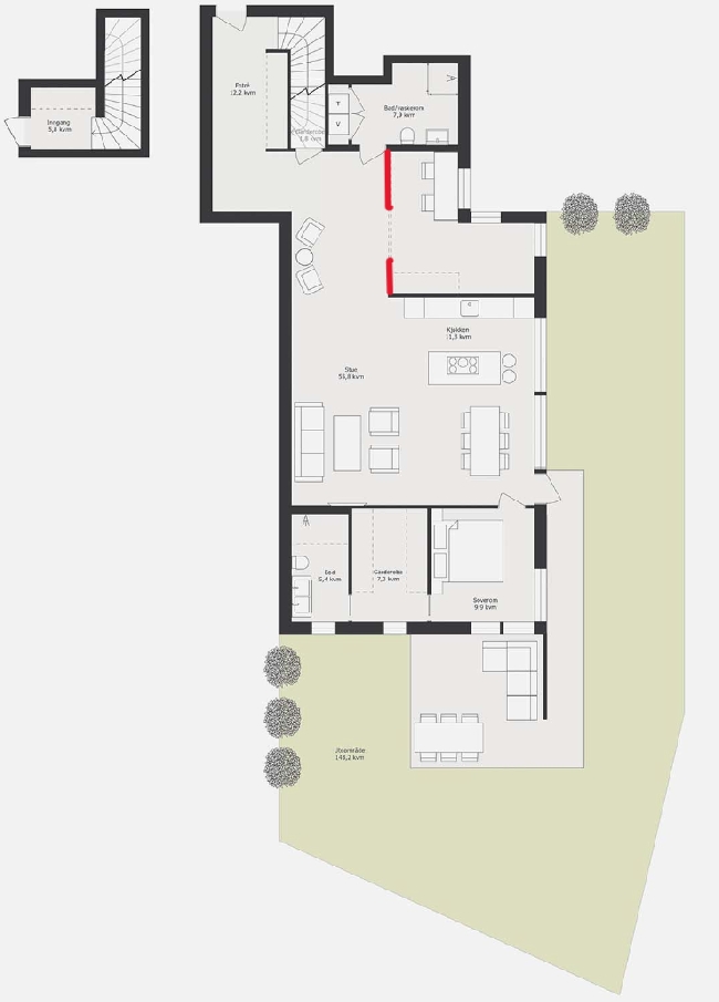 Sette opp 1 eller 2 lettvegger