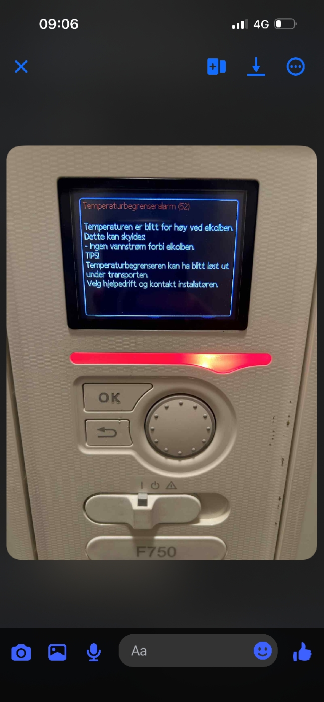 Nibe F750 - Feilmelding 52