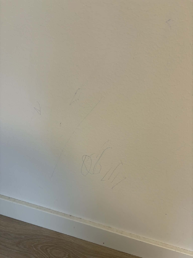 Vaskehjelp – fjerning av mindre pennemerker på én veggpanel samt rengjøring av takventil (overflate, synlig støv)