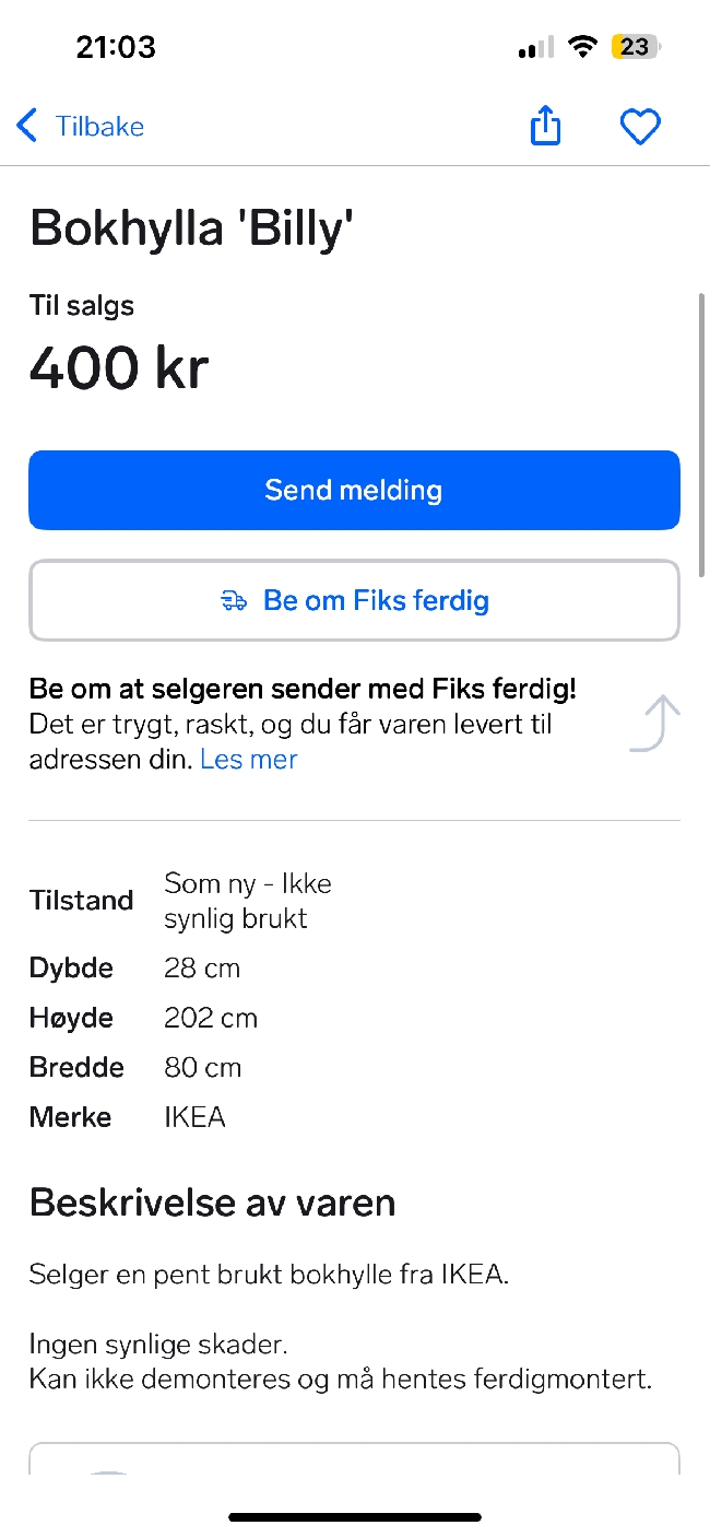 Kjøre med henger å hente vitrineskap og bokhylle