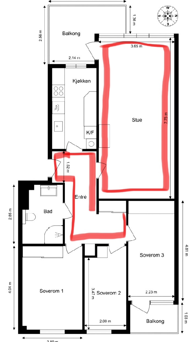 Legge gulvlister i stue og gang