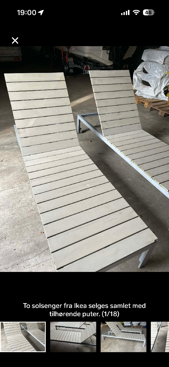 Hente to solsenger i Drammen og leveres i Lillestrøm