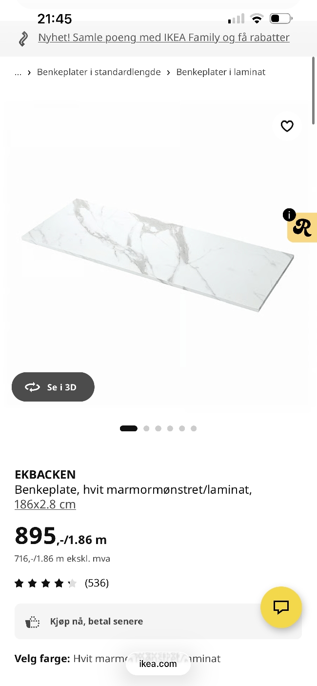 Montering av ny benkeplate