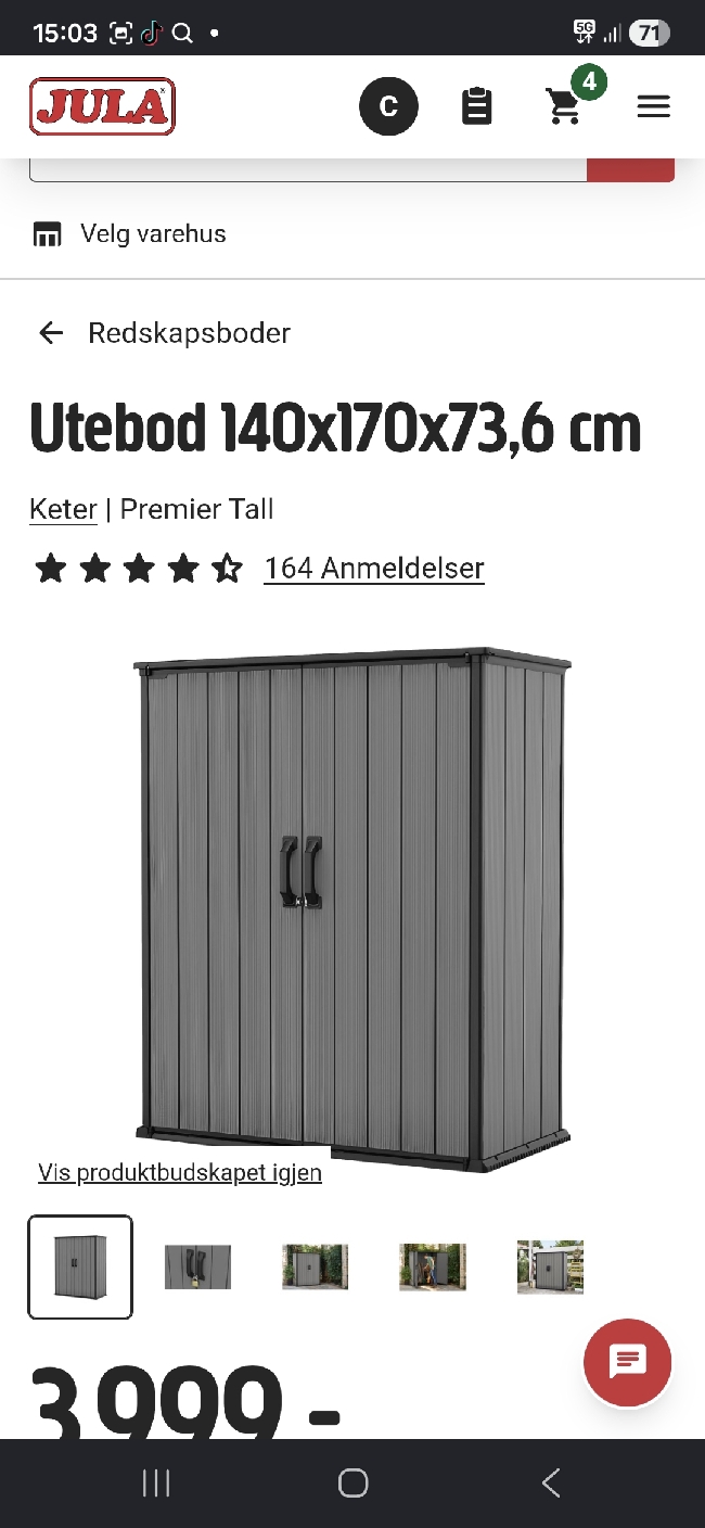 Montering av liten utebod og stor putekasse og ev fixe to porter