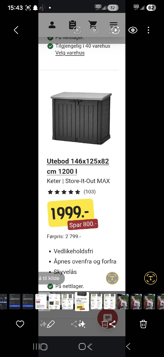 Montering av liten utebod og stor putekasse og ev fixe to porter