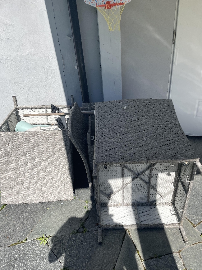 Bortkjøring av sofa og hjelp til å feste nett på trampoline