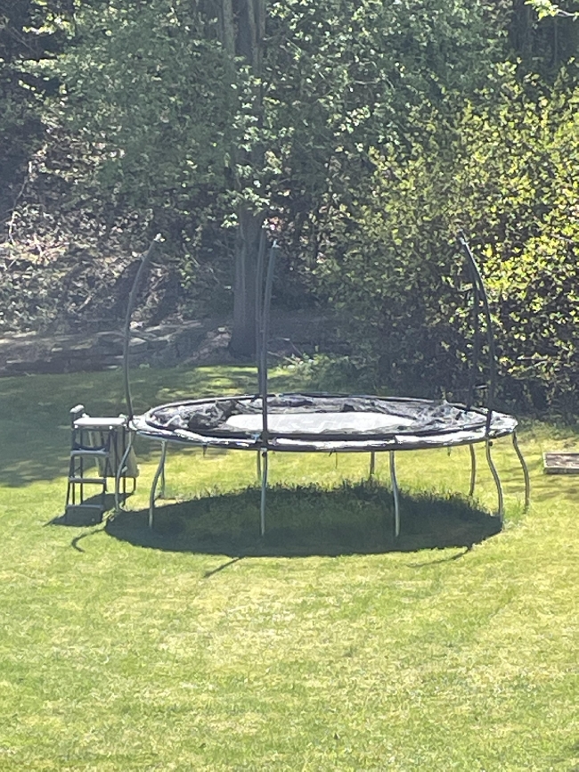 Bortkjøring av sofa og hjelp til å feste nett på trampoline