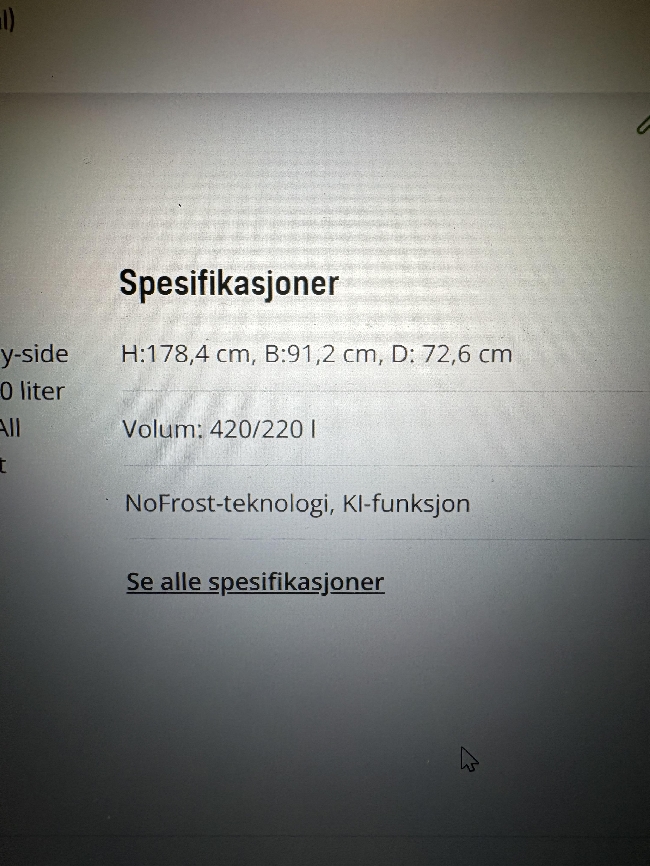 Bære SidebySide kjøleskap opp 1.etg