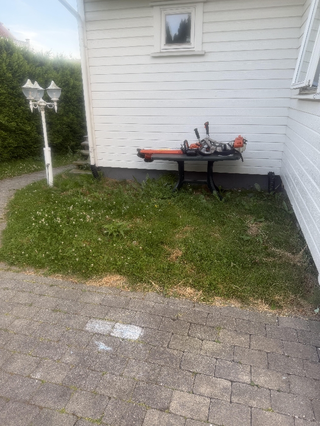 Klippe gress og rake