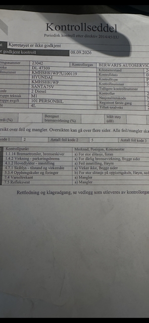 Rep av Hyundai Santa FE etter PKK