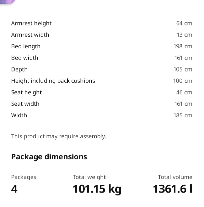 Hente en to-seters sofa på Ikea Slependen og leverer den i 1358, Jar