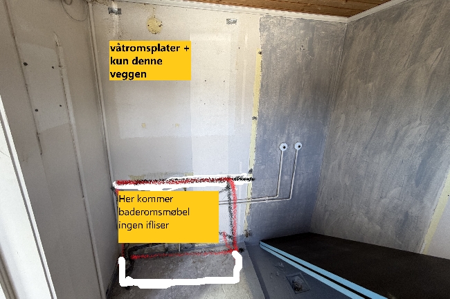 Flislegging av bad, ca 16 m2 areal.