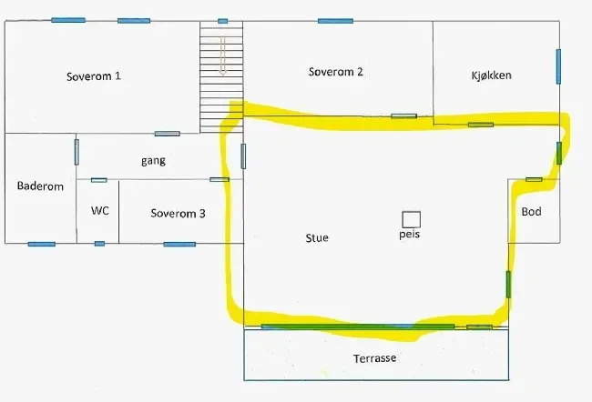 Legge klikkparkett i umøblert stue. Ca 35-40 kv.m.