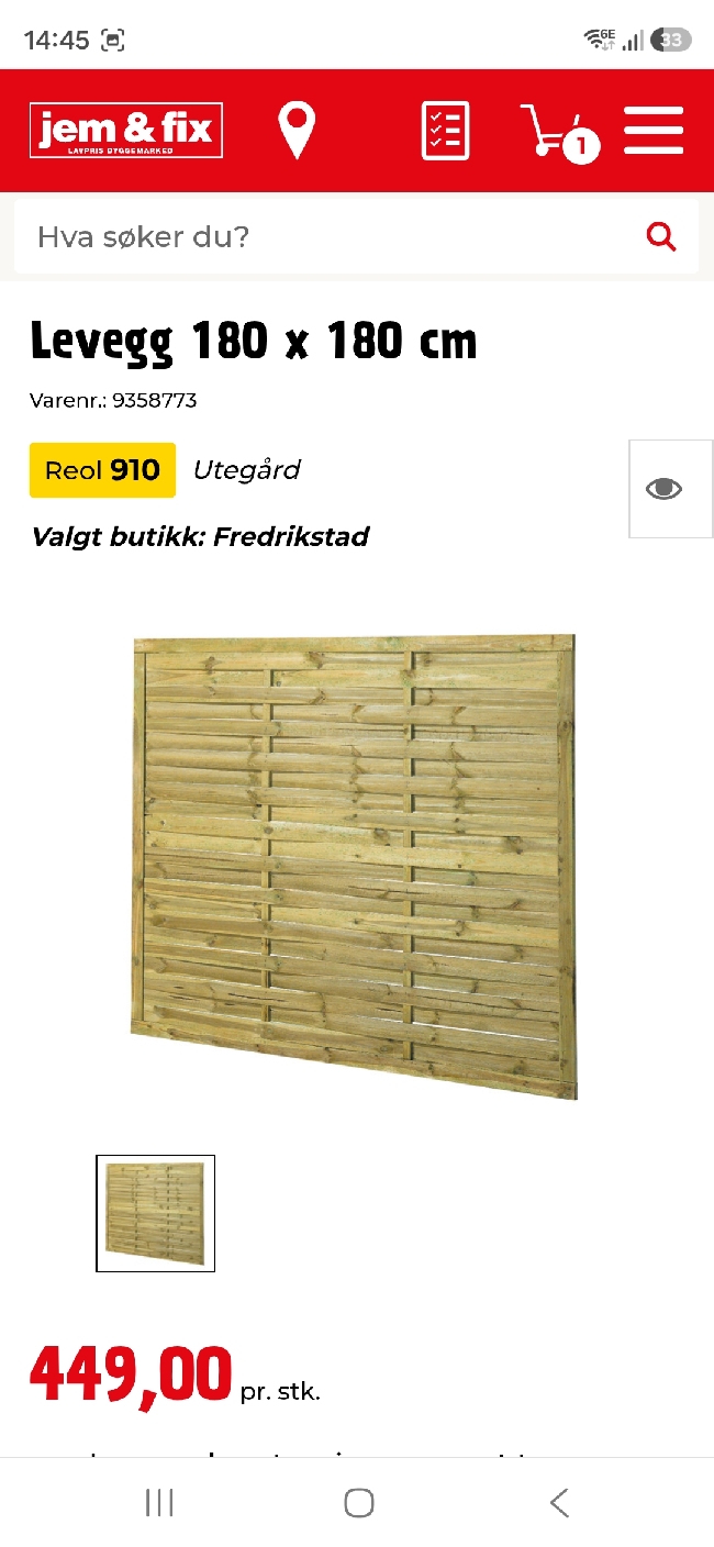 Hente og montere levegg i hage (4-5 stk)