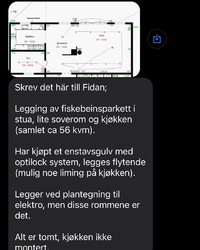 Legge gulv ca 56m2