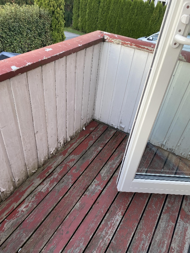 Slipe og male 2 kvm terrasse og port ute