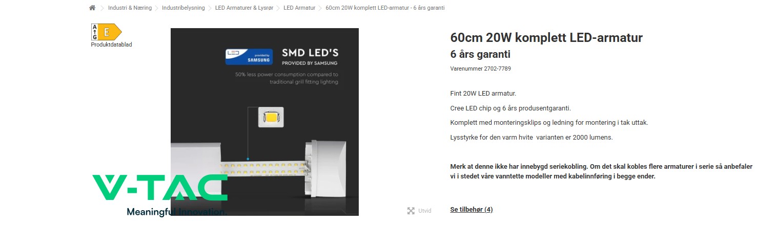 Montering av fire LED-armaturer i tre boder