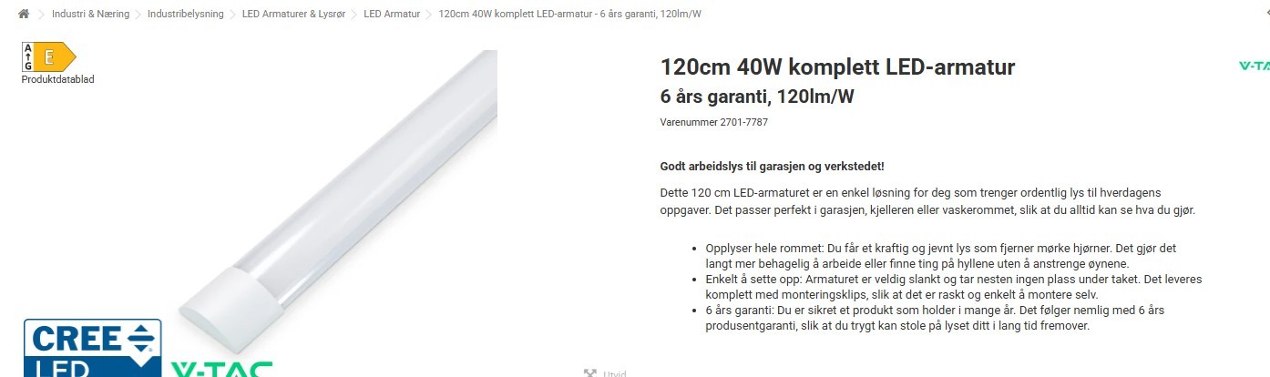 Montering av fire LED-armaturer i tre boder