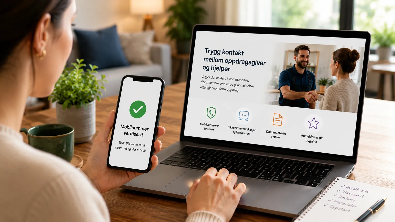 Mobilverifisering og trygg kommunikasjon mellom brukere på MinSmåjobb