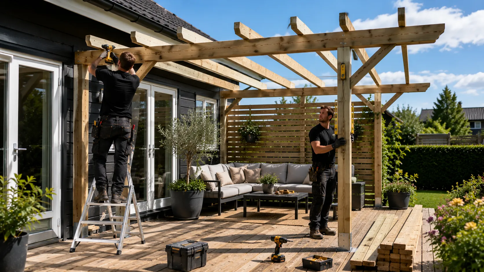 Bygge pergola i Eidfjord