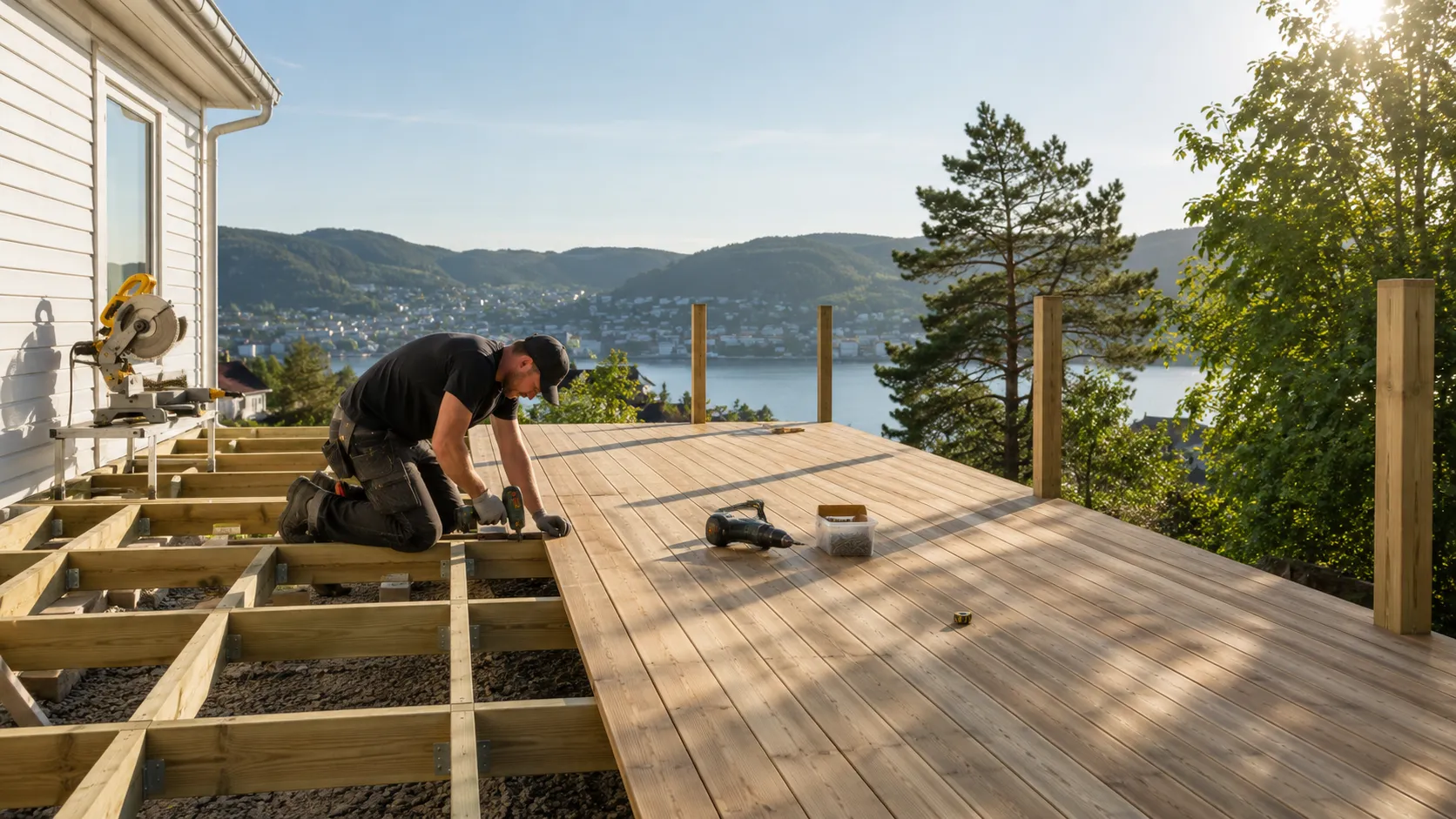 Bygge terrasse i Eide