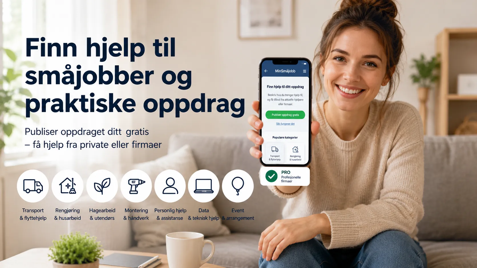 Person finner hjelp til småjobber og praktiske oppdrag via MinSmåjobb