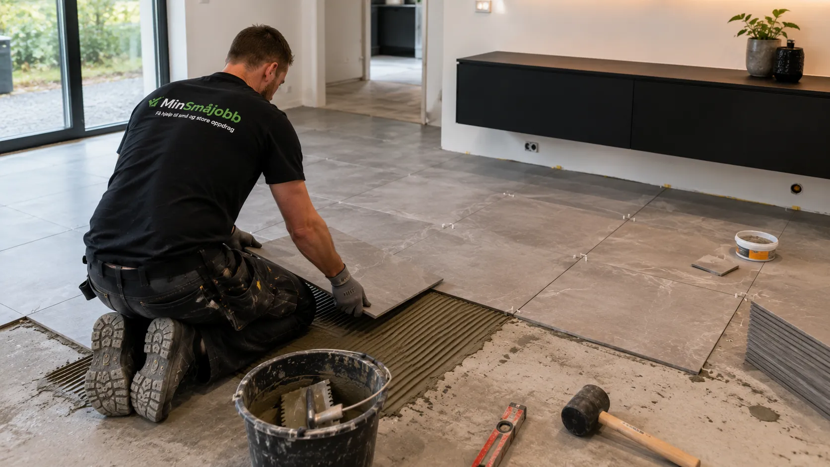 Flislegging av gulv i Raufoss