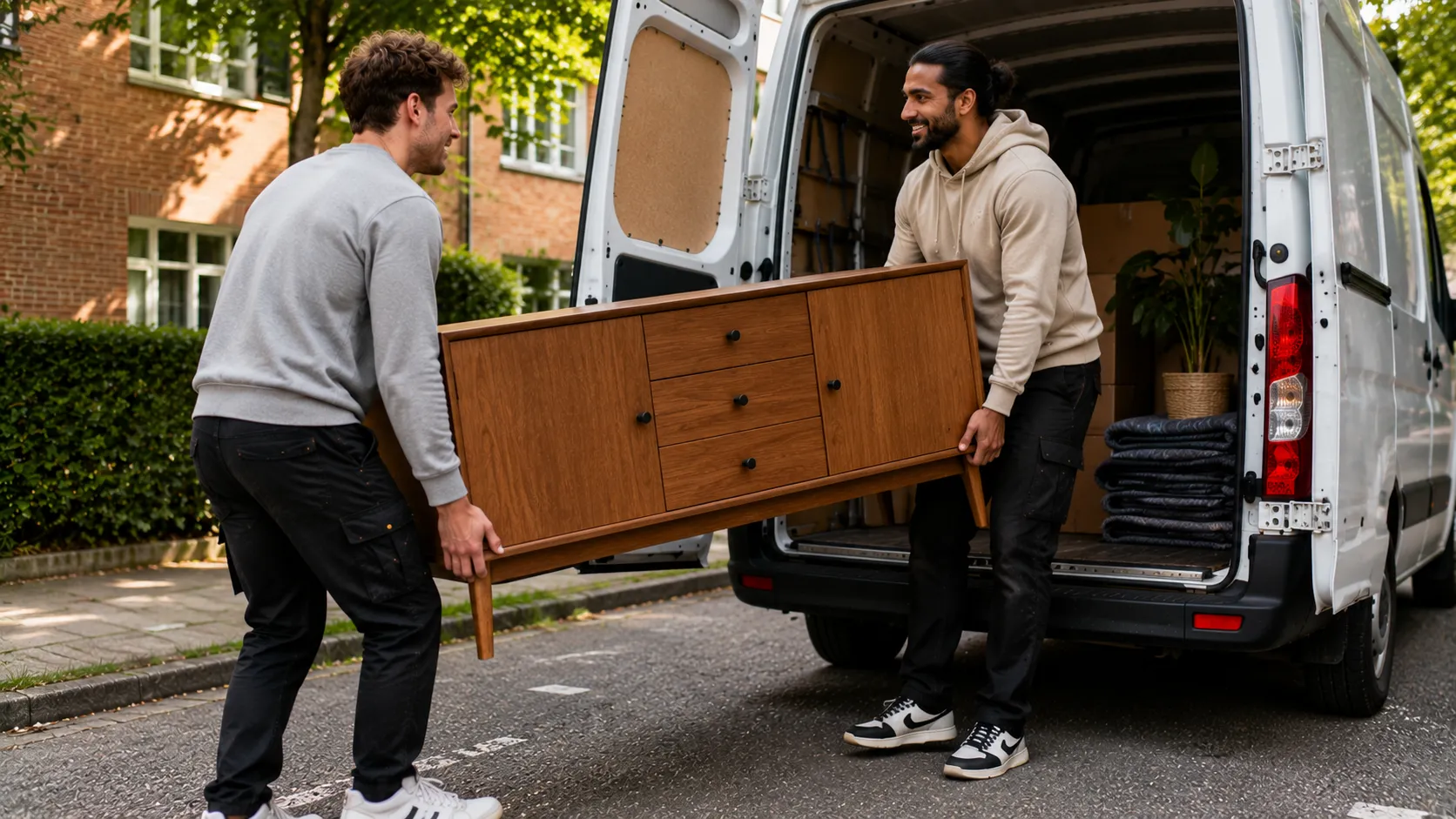 Hente møbler i Askoy med varebil, bæring og levering av sofa, seng og andre møbler