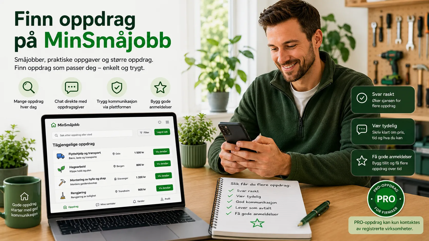 Hjelper finner småjobber og oppdrag på MinSmåjobb