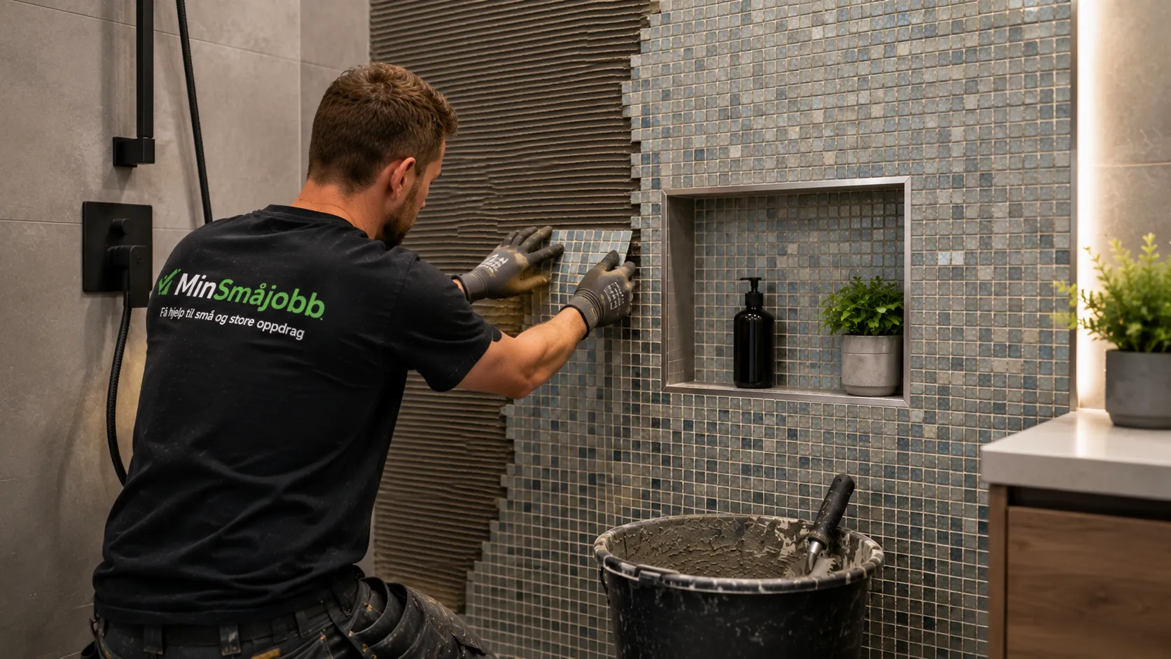 Legge mosaikkfliser i Maaloy